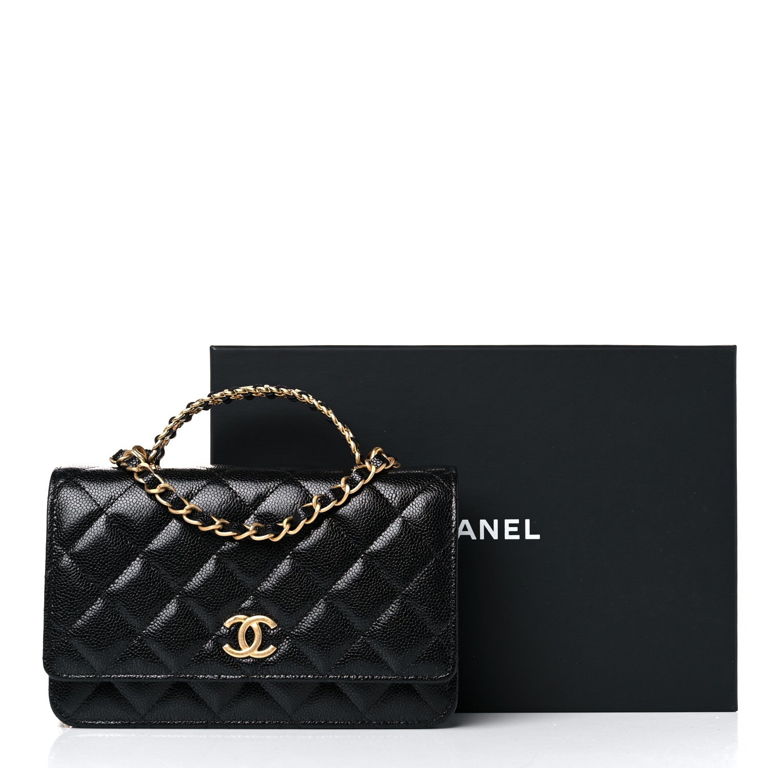 Chanel Shiny Caviar Quilted Pick Me Up Wallet On Chain WOC Black 14 of 14