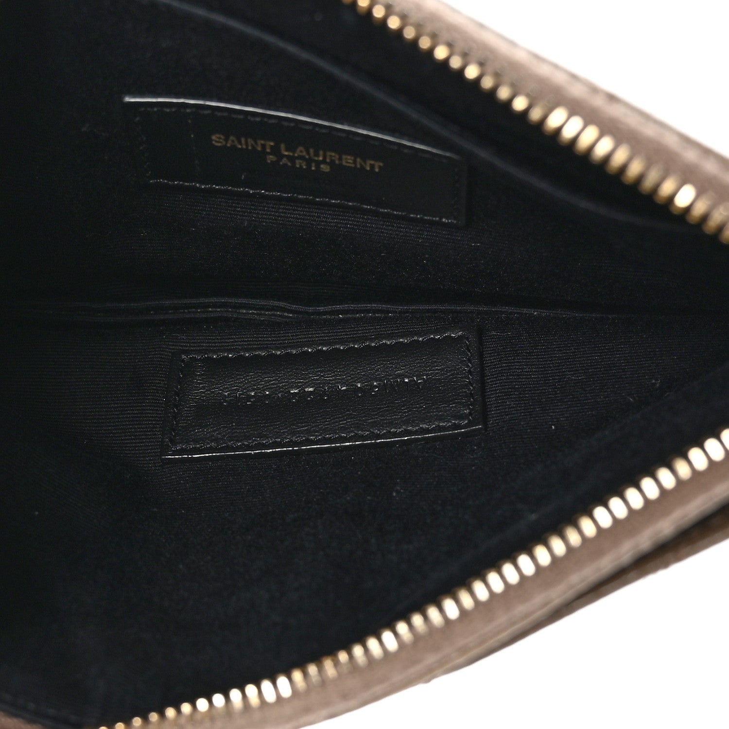 Saint Laurent Grain De Poudre Chevron Monogram Bill Pouch Dusty Grey 5 of 8