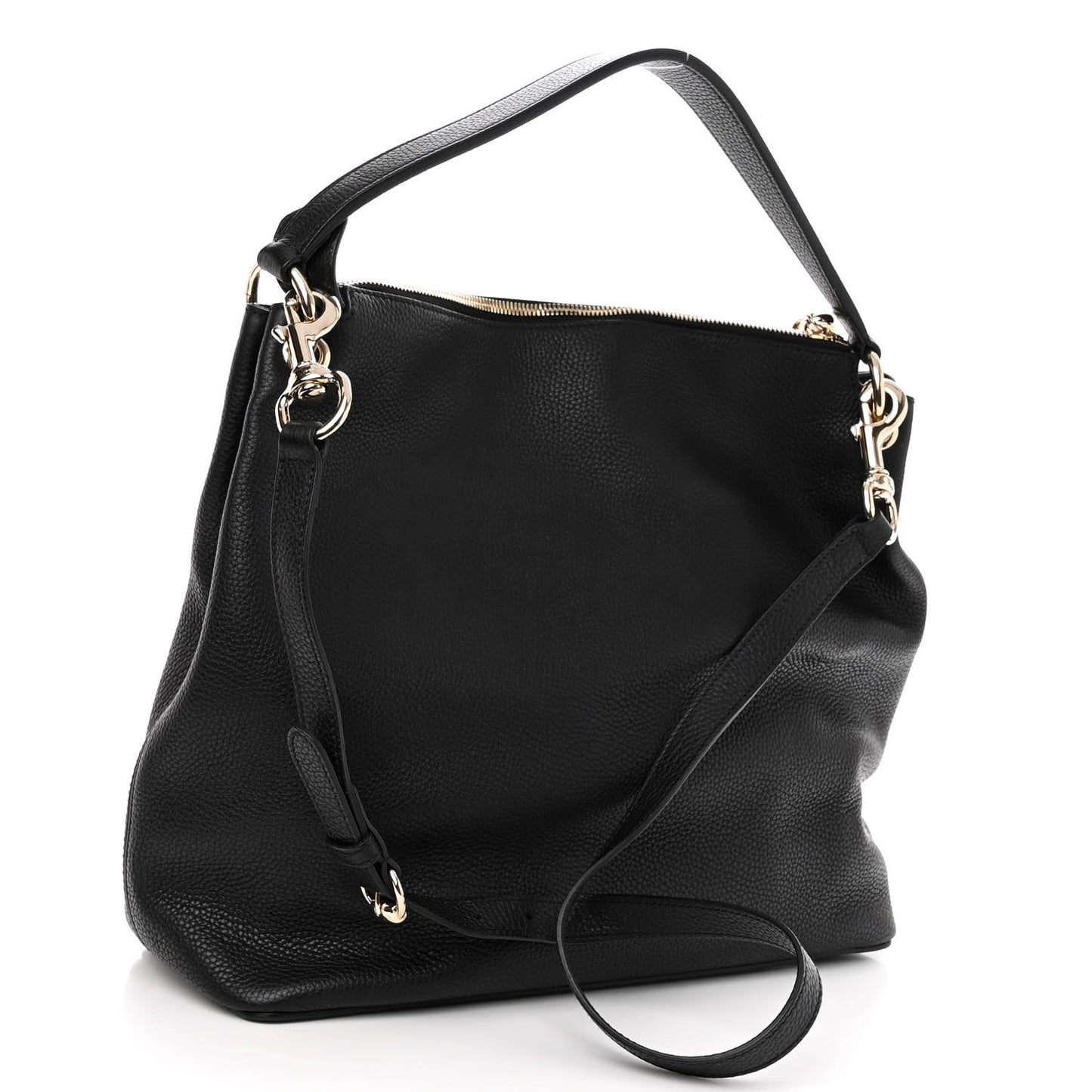 Pebbled Calfskin Large Soho Hobo Black
