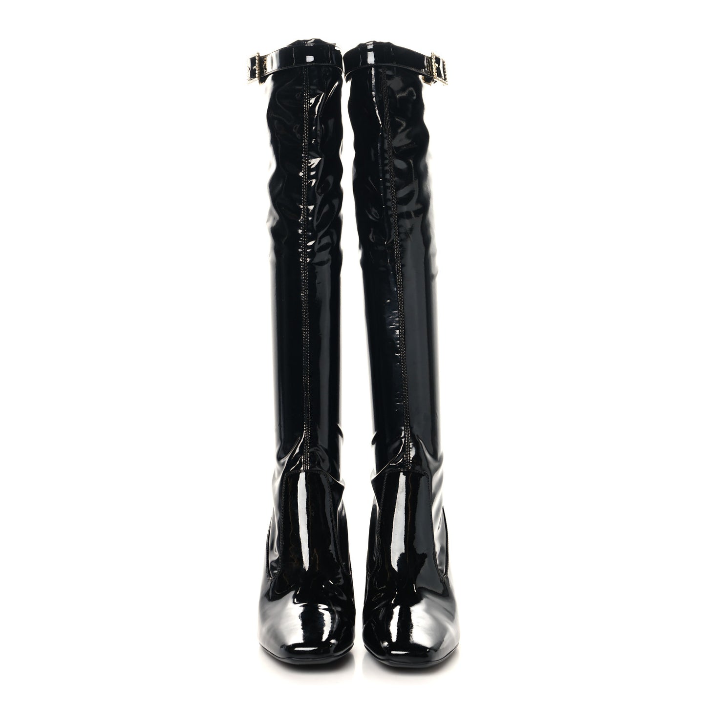 Patent Calfskin Diane 100 Boots 41 Black