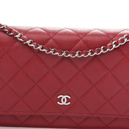 Chanel Caviar Quilted Wallet on Chain WOC Red 10 of 11