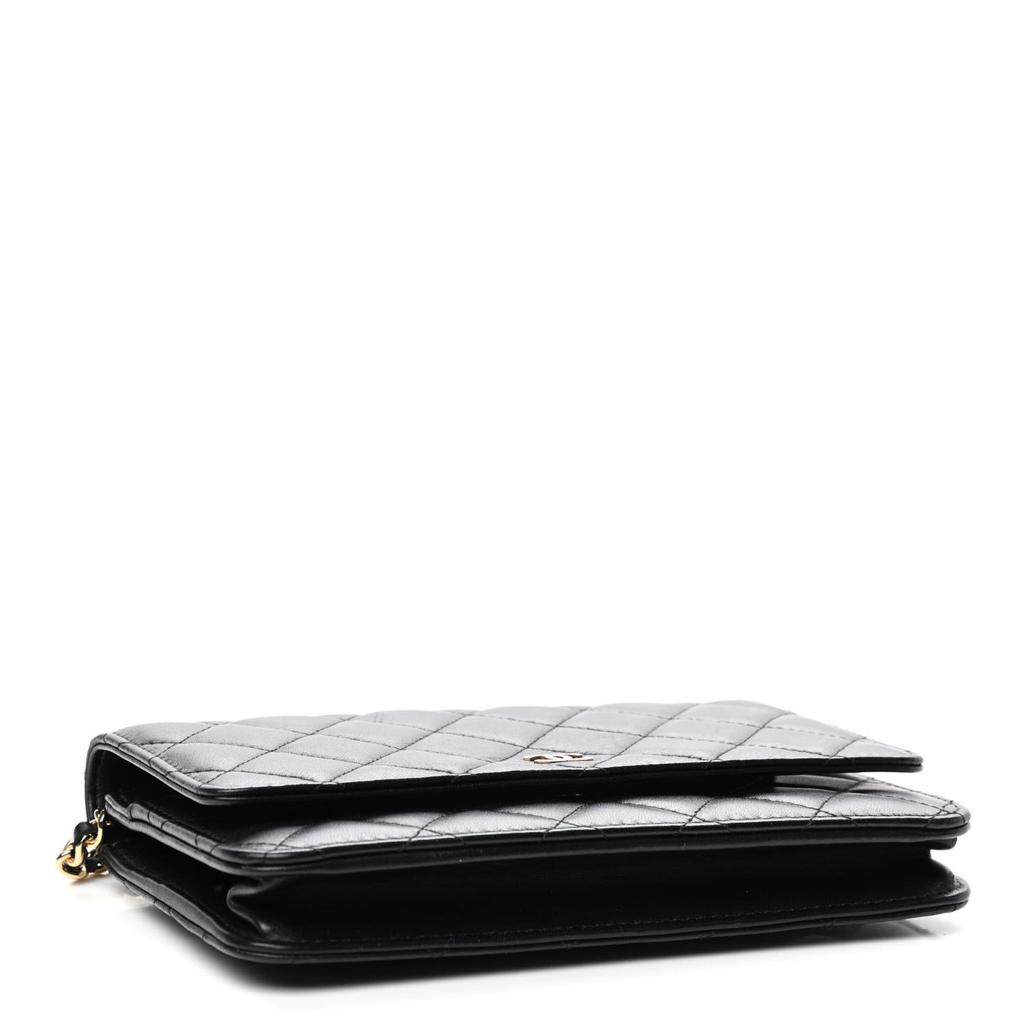 Lambskin Quilted Wallet On Chain WOC Black