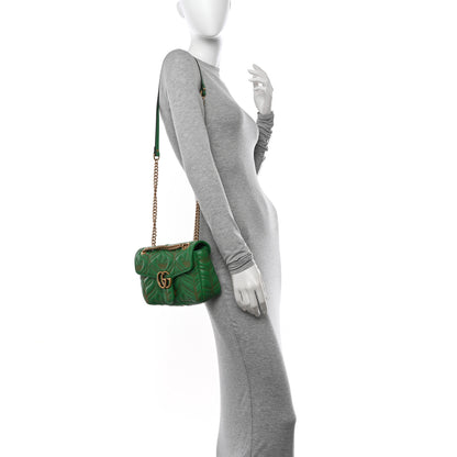 Gucci X Adidas Calfskin Matelasse Small GG Marmont Shoulder Bag Green 2 of 10