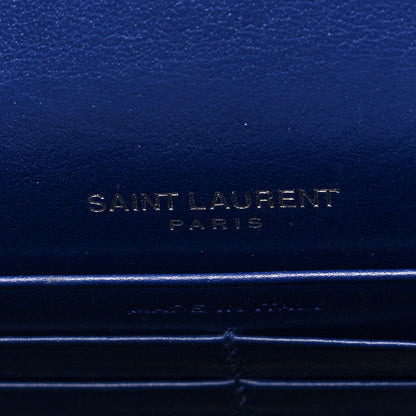Saint Laurent Calfskin Crocodile Embossed Kate Monogram Tassel Chain Wallet Royal Blue 6 of 9