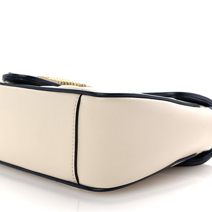 Gucci Vintage Effect Calfskin Matelasse Diagonal Small Torchon GG Marmont Shoulder Bag Mystic White Blue Agata 10 of 10