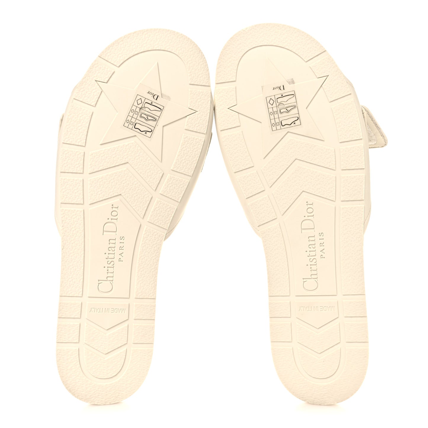 Lambskin Rubber Dioriviera Dioract Flat Slide Sandals 35 White