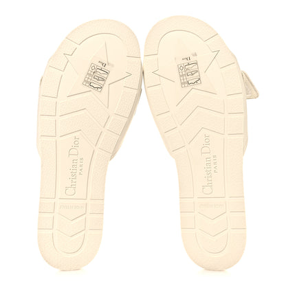 Christian Dior Lambskin Rubber Dioriviera Dioract Flat Slide Sandals 35 White 6 of 9