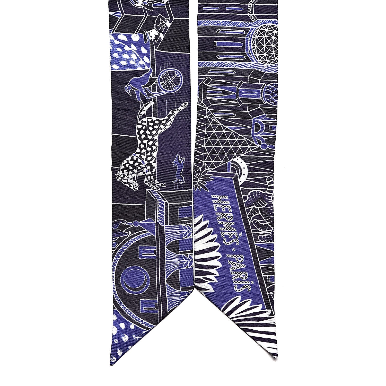 Hermes Silk Animapolis Plumetis Twilly Marine Bleu Royal 3 of 5