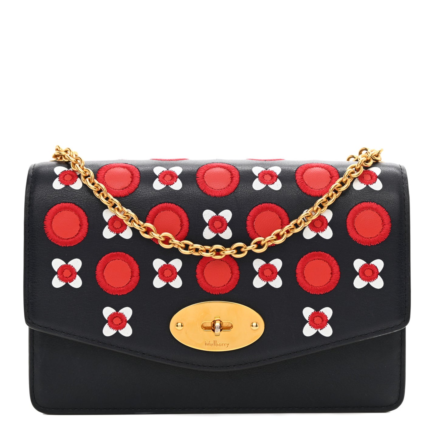 Embroidered Calfskin Small Darley Satchel Multicolor