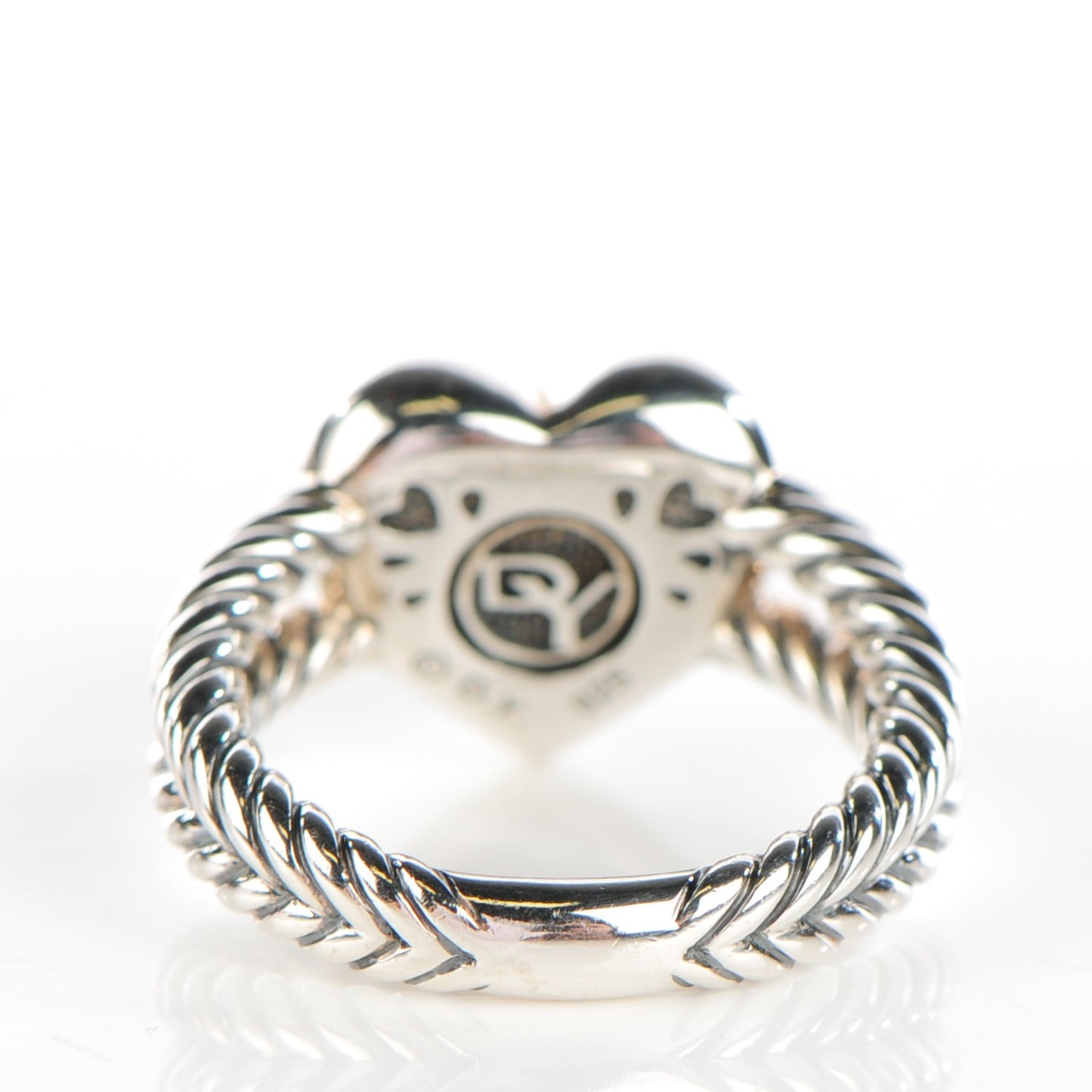 Sterling Silver Pave Diamond 13mm Heart Cable Ring 49 5