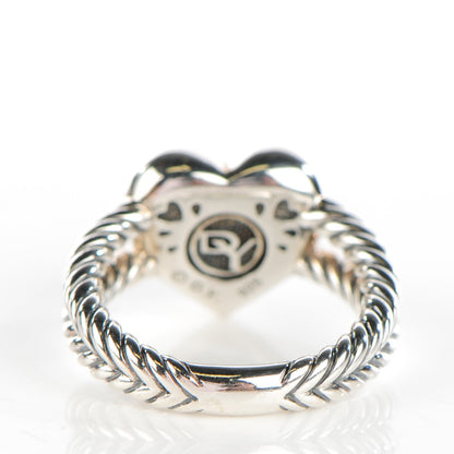 David Yurman Sterling Silver Pave Diamond 13mm Heart Cable Ring 49 5 3 of 5