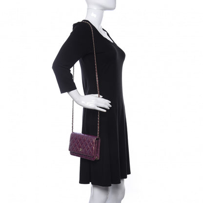 Chanel Iridescent Lambskin Quilted Wallet On Chain WOC Purple 2 of 12