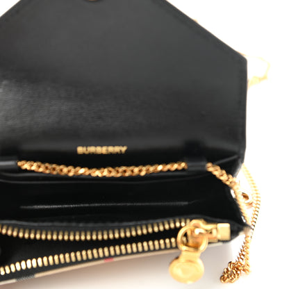 Burberry Grainy Calfskin Vintage Check Jade Card Case On Chain Black 6 of 8