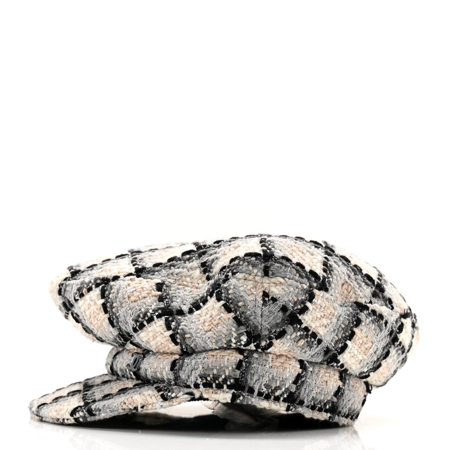 Chanel Cotton Tweed CC Beret S White Black Multicolor 4 of 10