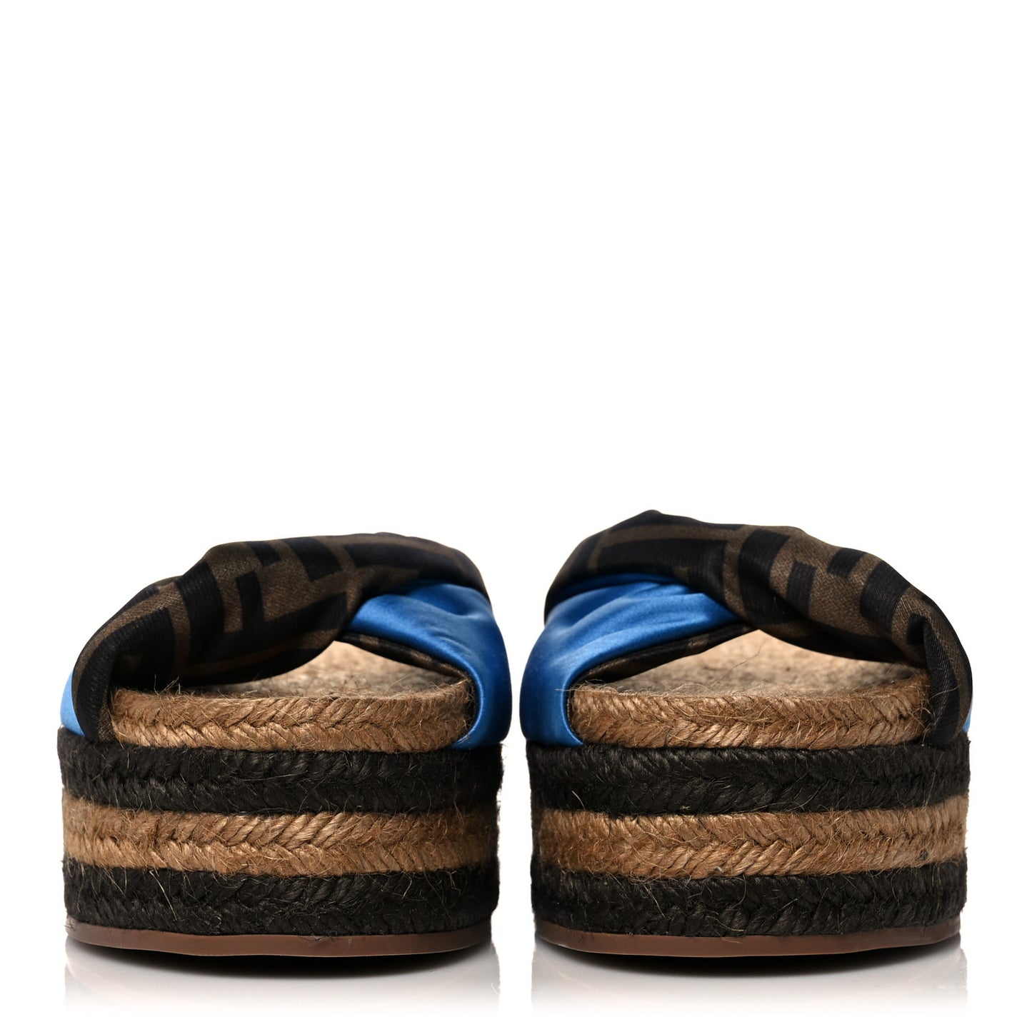 Satin FF Twist Espadrille Platform Sandals 36 Antigua Tobacco Black