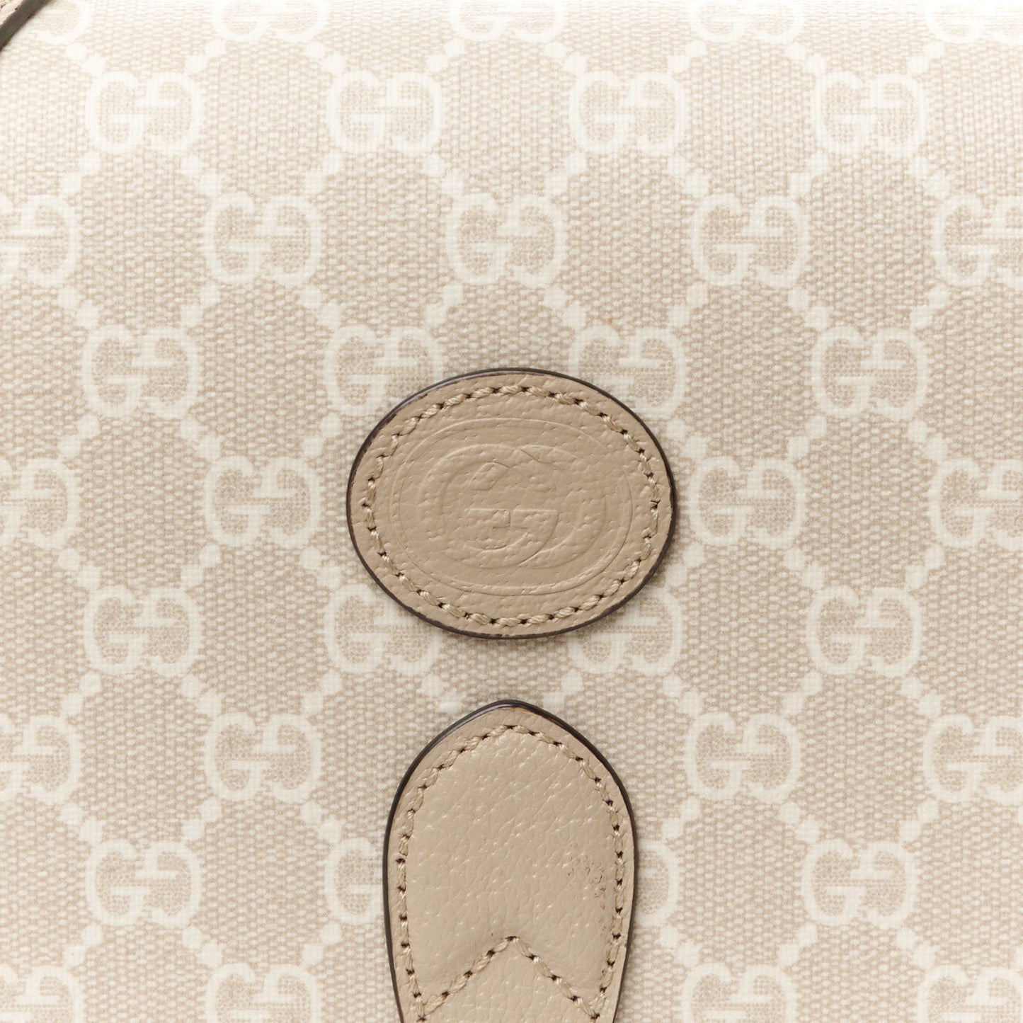 GG Supreme Monogram Textured Dollar Calfskin Mini Retro Interlocking G Flap Shoulder Bag Beige Mystic White Oatmeal