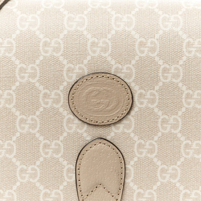 Gucci GG Supreme Monogram Textured Dollar Calfskin Mini Retro Interlocking G Flap Shoulder Bag Beige Mystic White Oatmeal 9 of 12