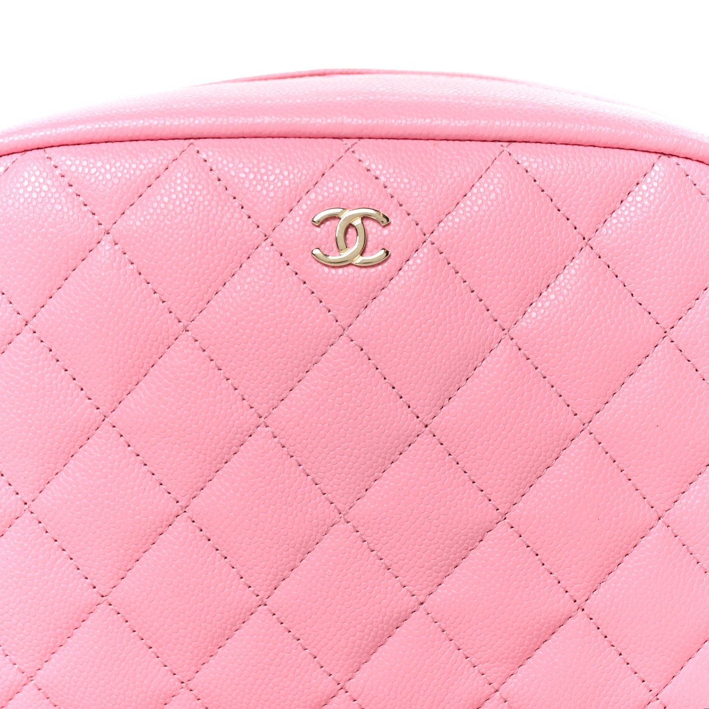 Caviar Quilted Medium Curvy Pouch Cosmetic Case Light Pink
