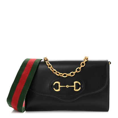 Gucci Azalea Calfskin Web Small Horsebit 1955 Crossbody Bag Black 1 of 11