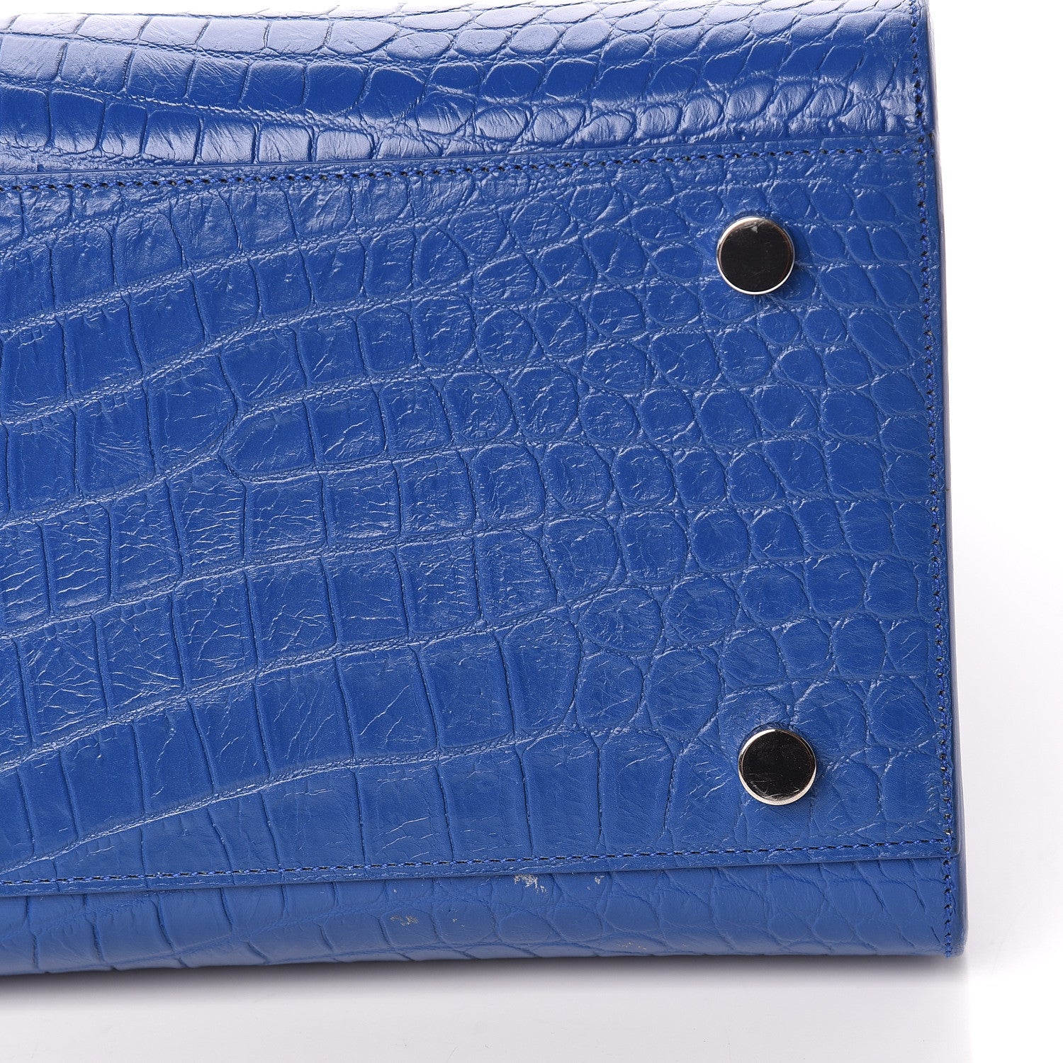 Saint Laurent Calfskin Crocodile Embossed Small Sac De Jour Royal Blue 9 of 12