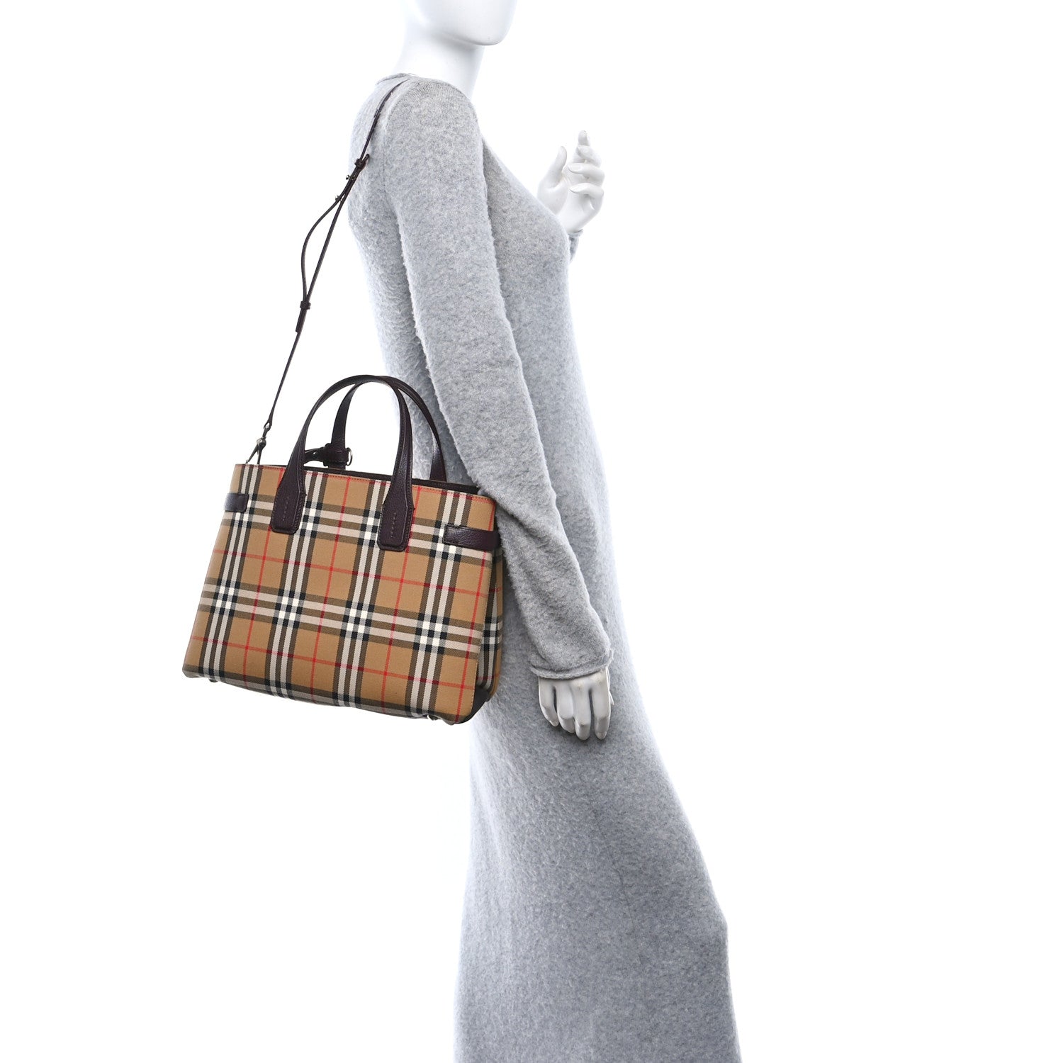 Burberry Goatskin Vintage Check Medium Banner Tote Deep Claret 2 of 10