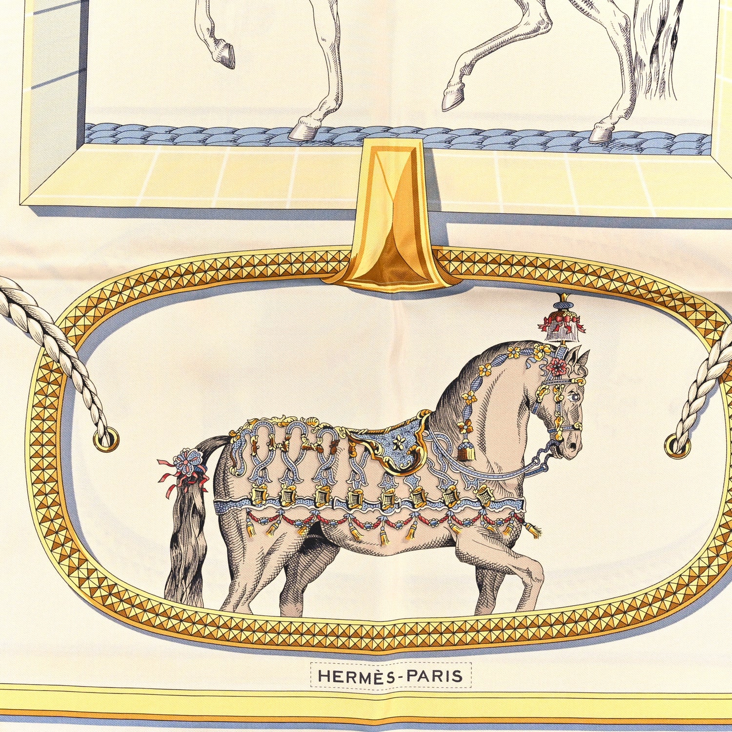 Hermes Silk Grand Apparat Forever Scarf 90 Creme Gold Multicolore 2 of 3
