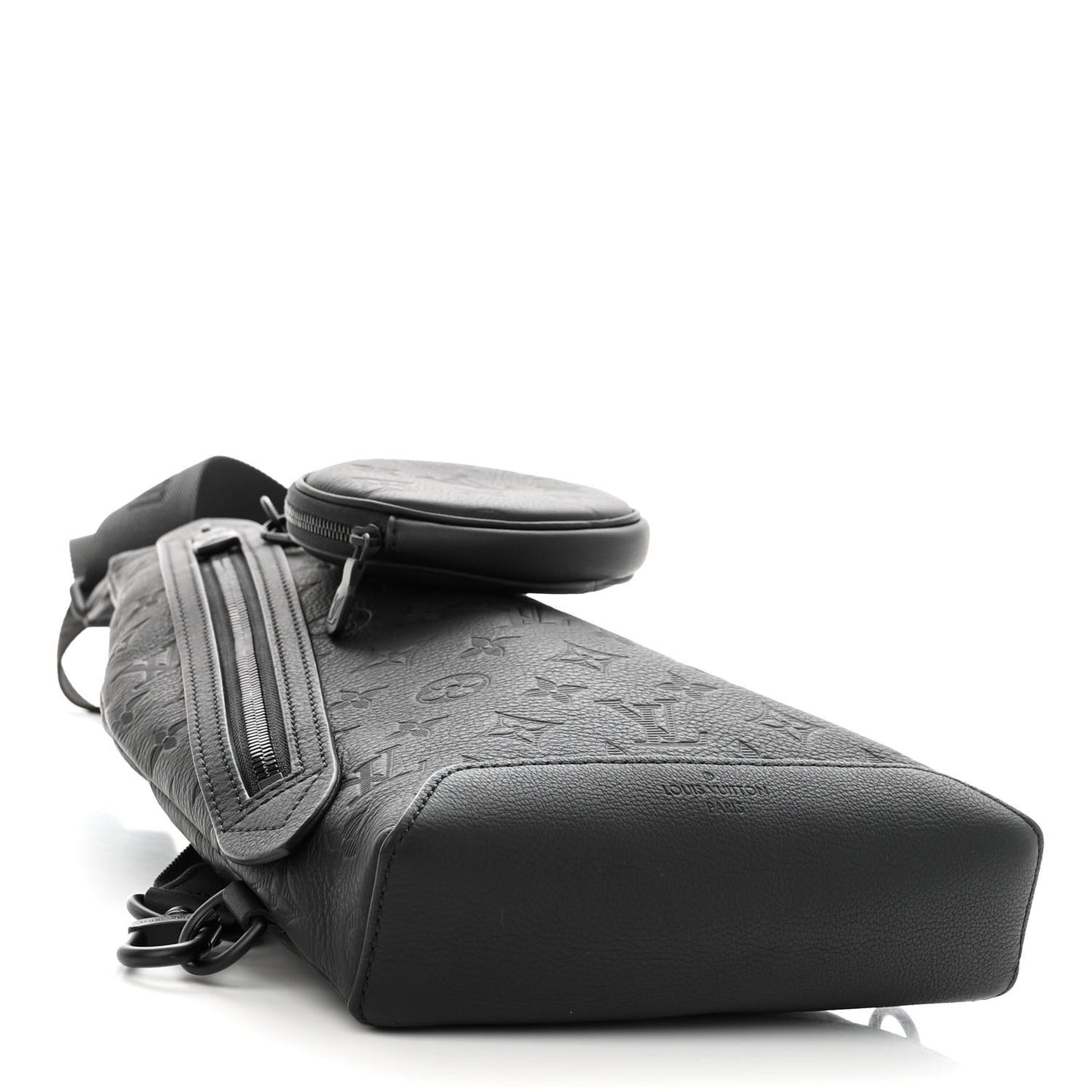 Calfskin Shadow Monogram Duo Slingbag Black