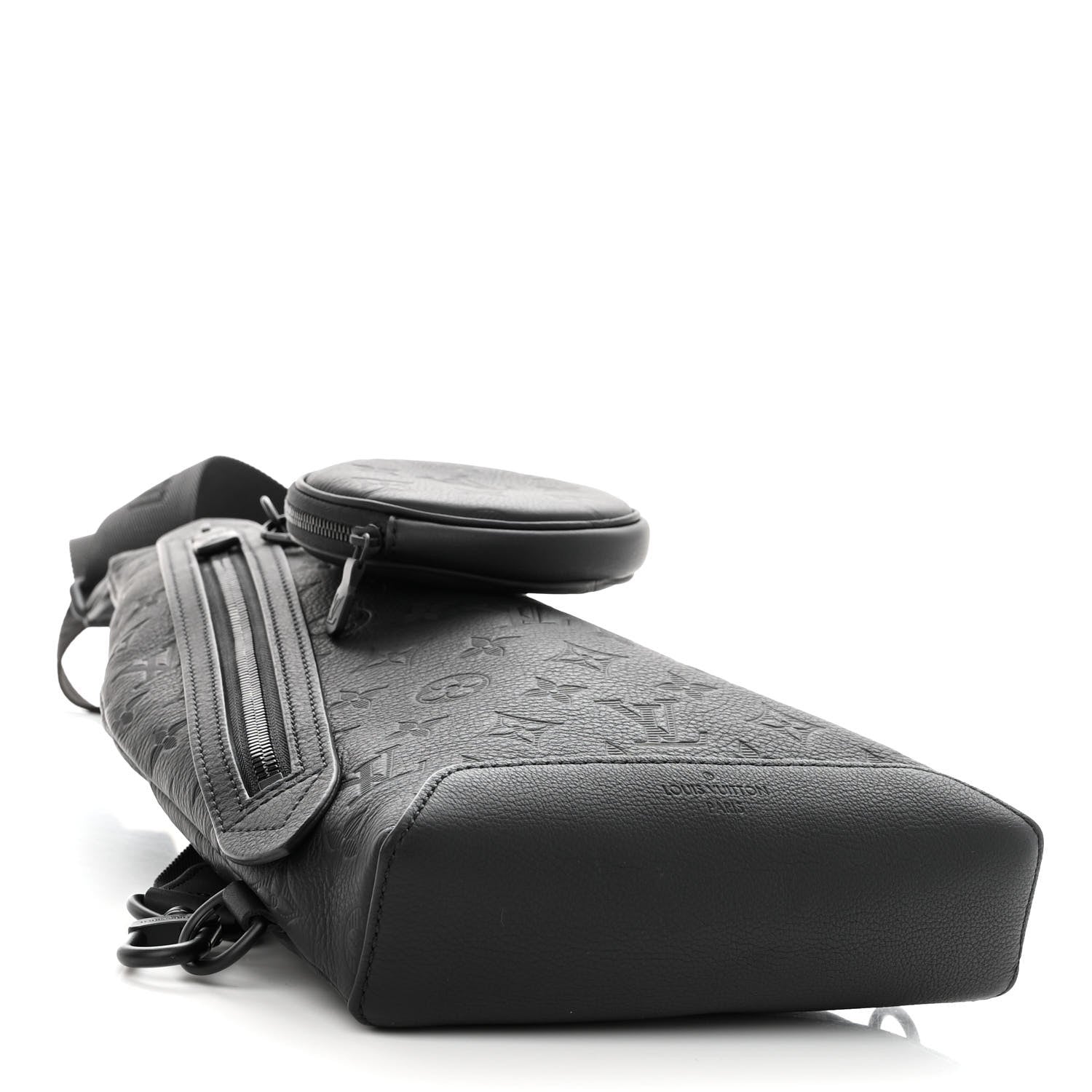 Louis Vuitton Calfskin Shadow Monogram Duo Slingbag Black 4 of 9