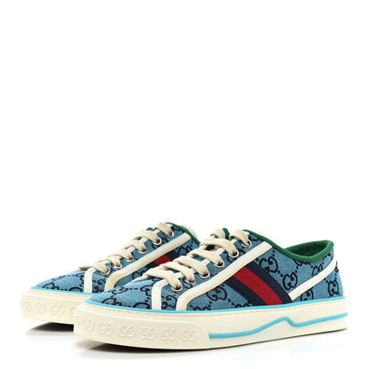Gucci GG Monogram Multicolor Web Womens 1977 Tennis Sneakers 35 Light Blue Mystic White 3 of 13