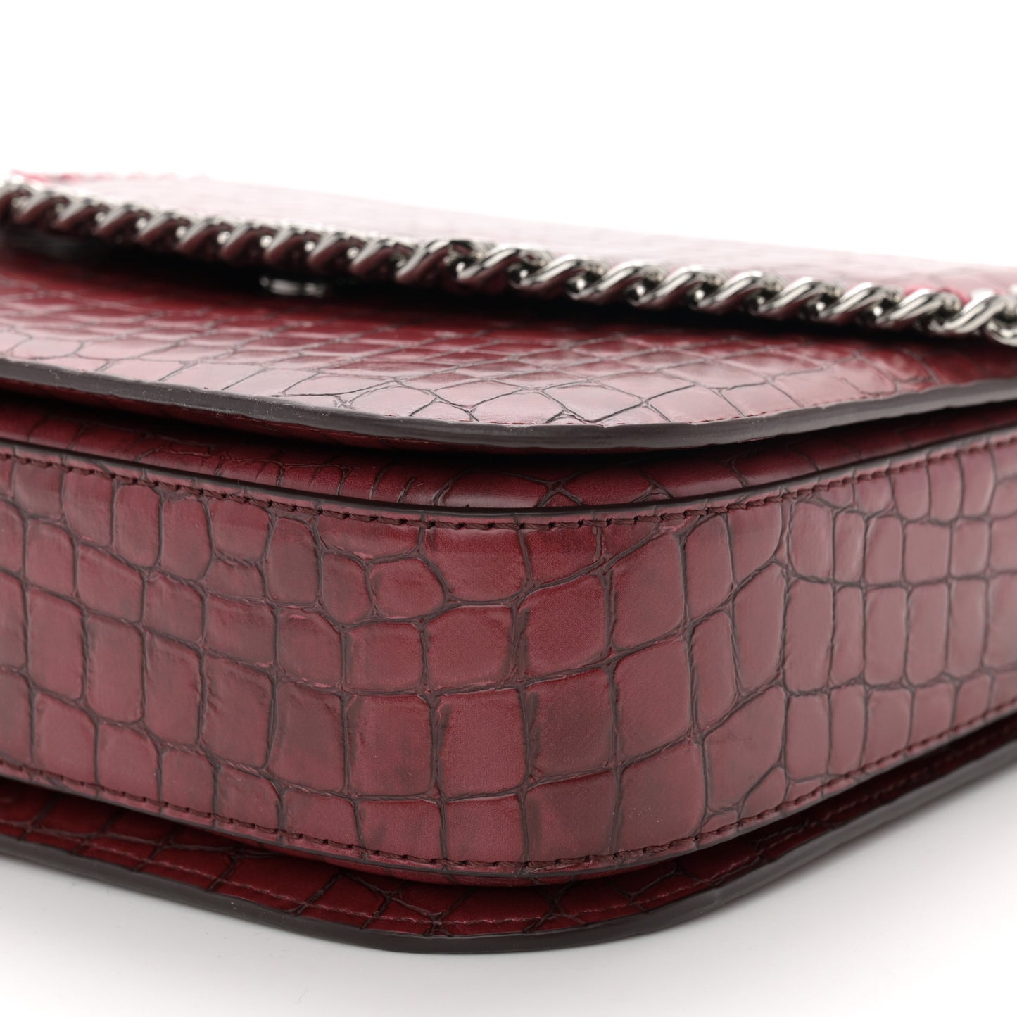 Embossed Crocodile Effect Medium Falabella Box Shoulder Bag Red