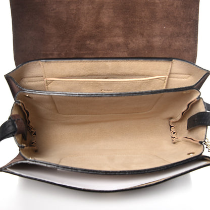 Chloe Suede Python Calfskin Small Faye Shoulder Bag Moka 5 of 6