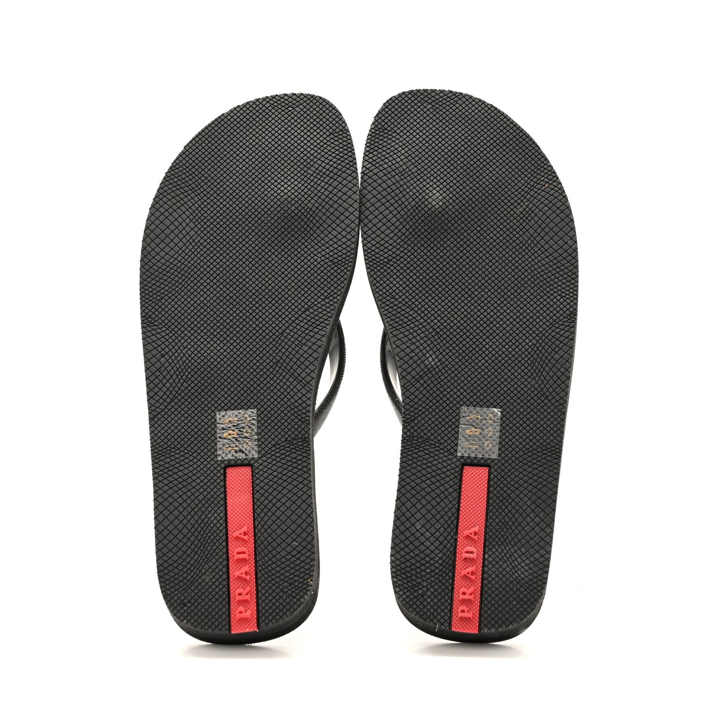 Saffiano Rubber Metal Triangle Thong Sandals 37 Black