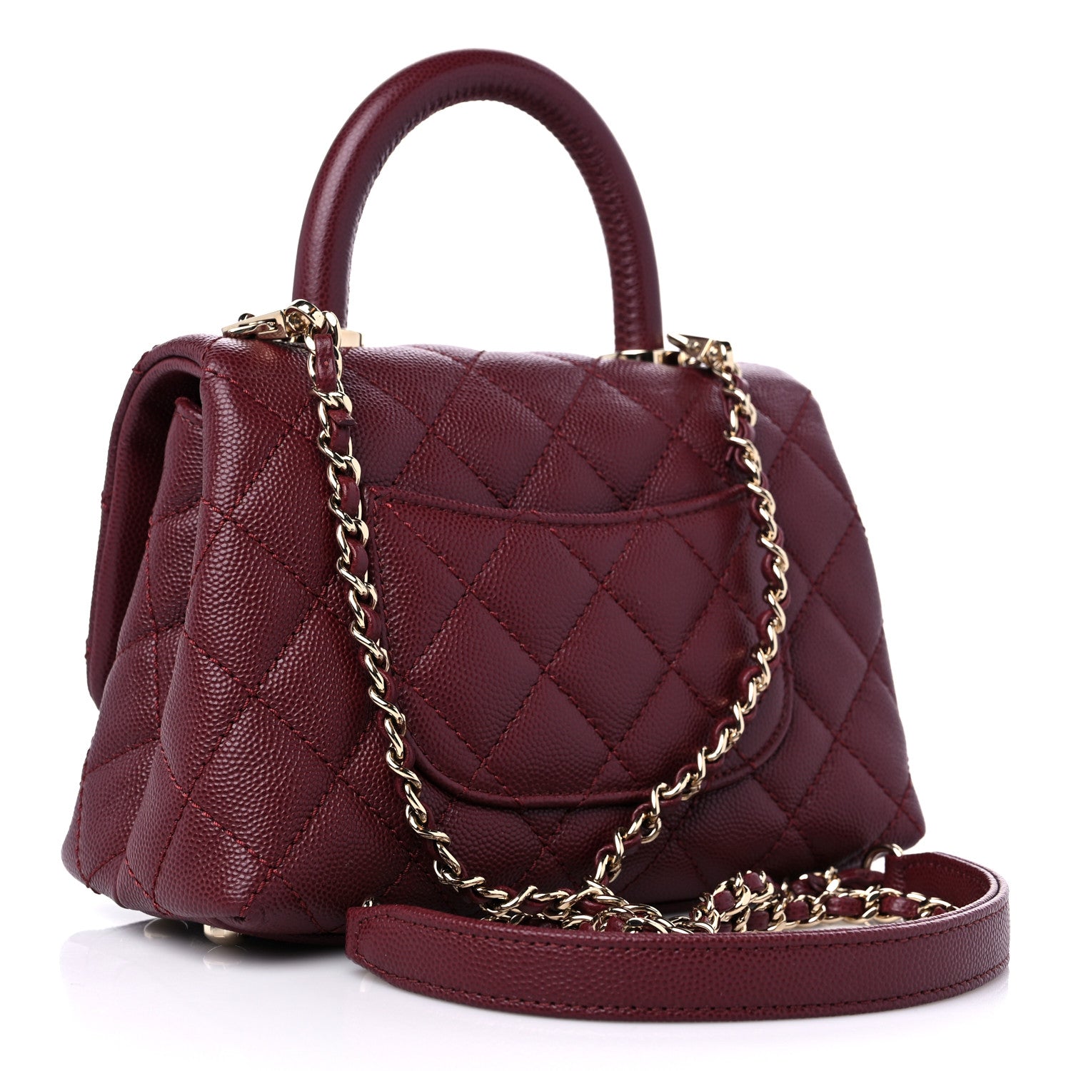 Chanel Caviar Quilted Extra Mini Coco Handle Flap Burgundy 3 of 9