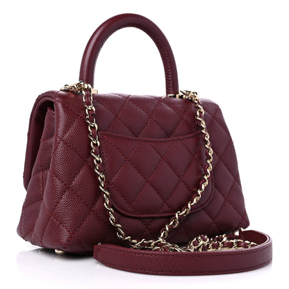 Chanel Caviar Quilted Extra Mini Coco Handle Flap Burgundy 3 of 9