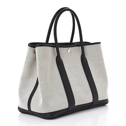 Hermes Twill H Negonda Garden Party 36 MM Tote Ecru Black 3 of 11