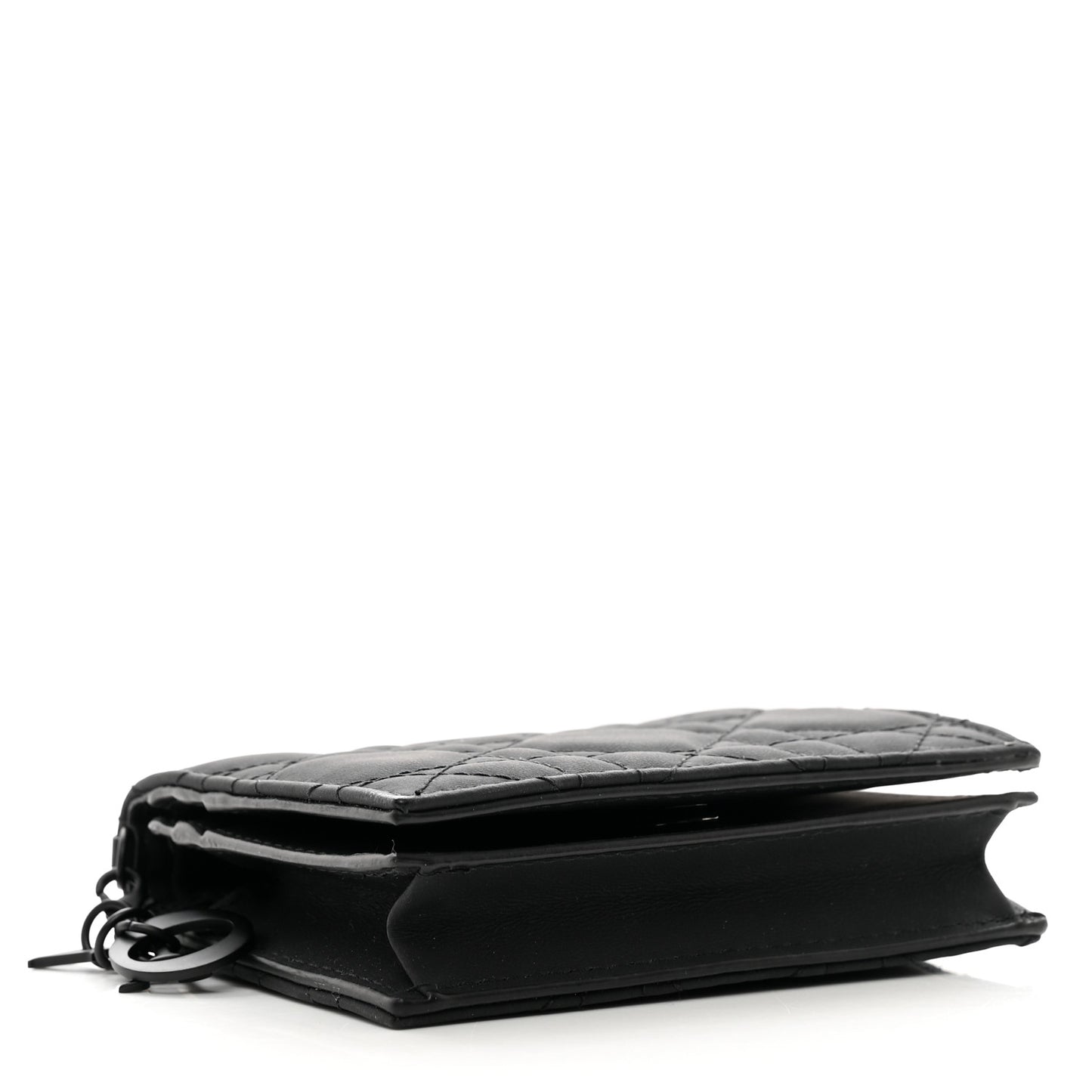 Ultra Matte Calfskin Small Lady Dior Flap Card Holder Black