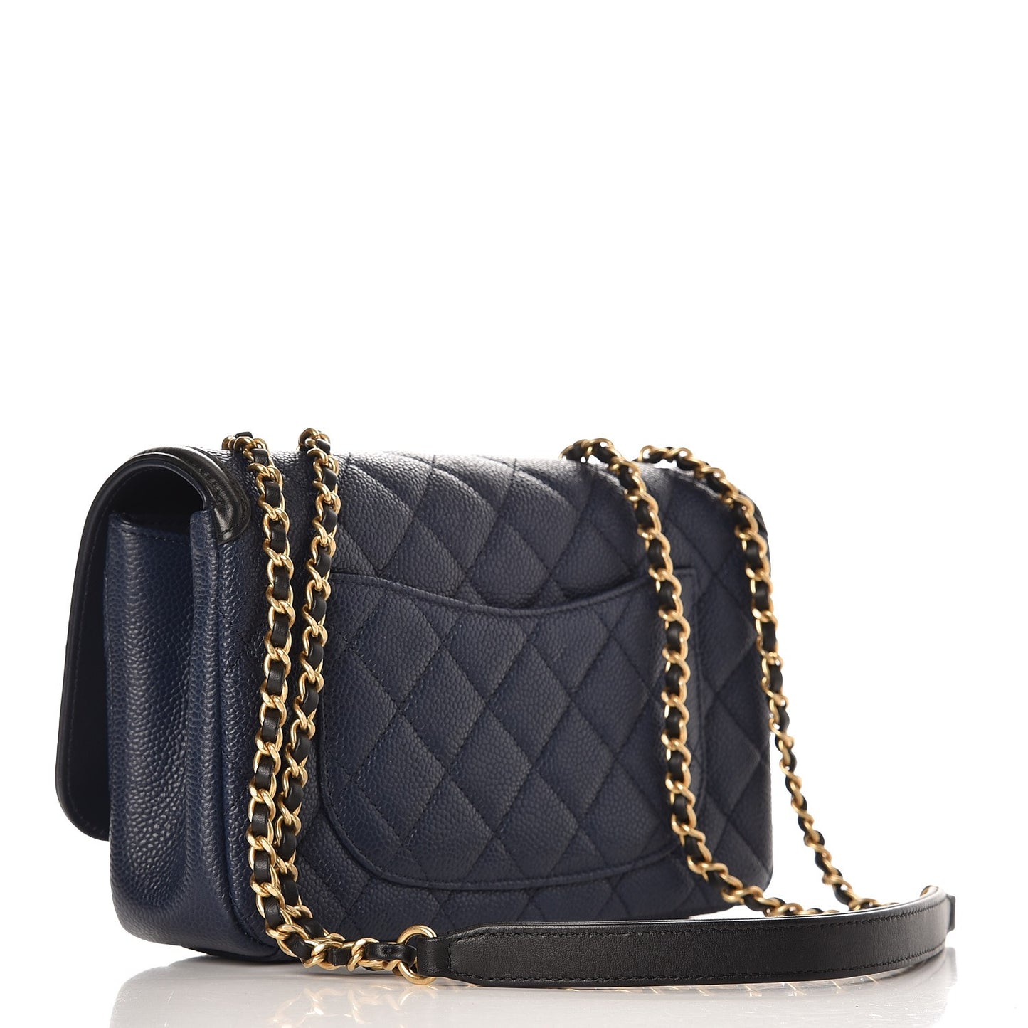 Caviar Quilted Small CC Filigree Flap Navy Black