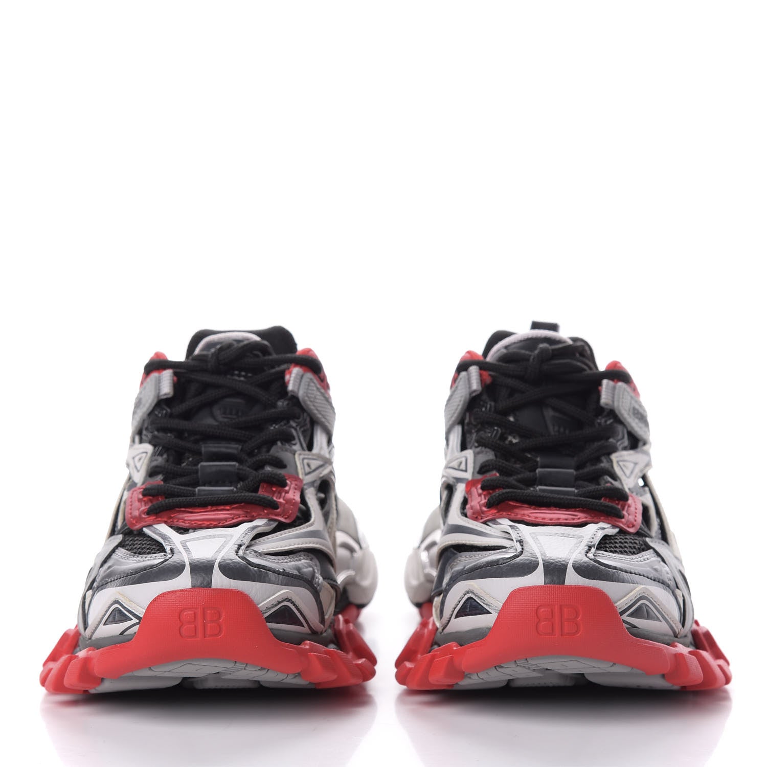 Balenciaga Rubber Mesh Bi-Color Womens Track.2 Open Sneakers 35 Black Grey Red 3 of 10