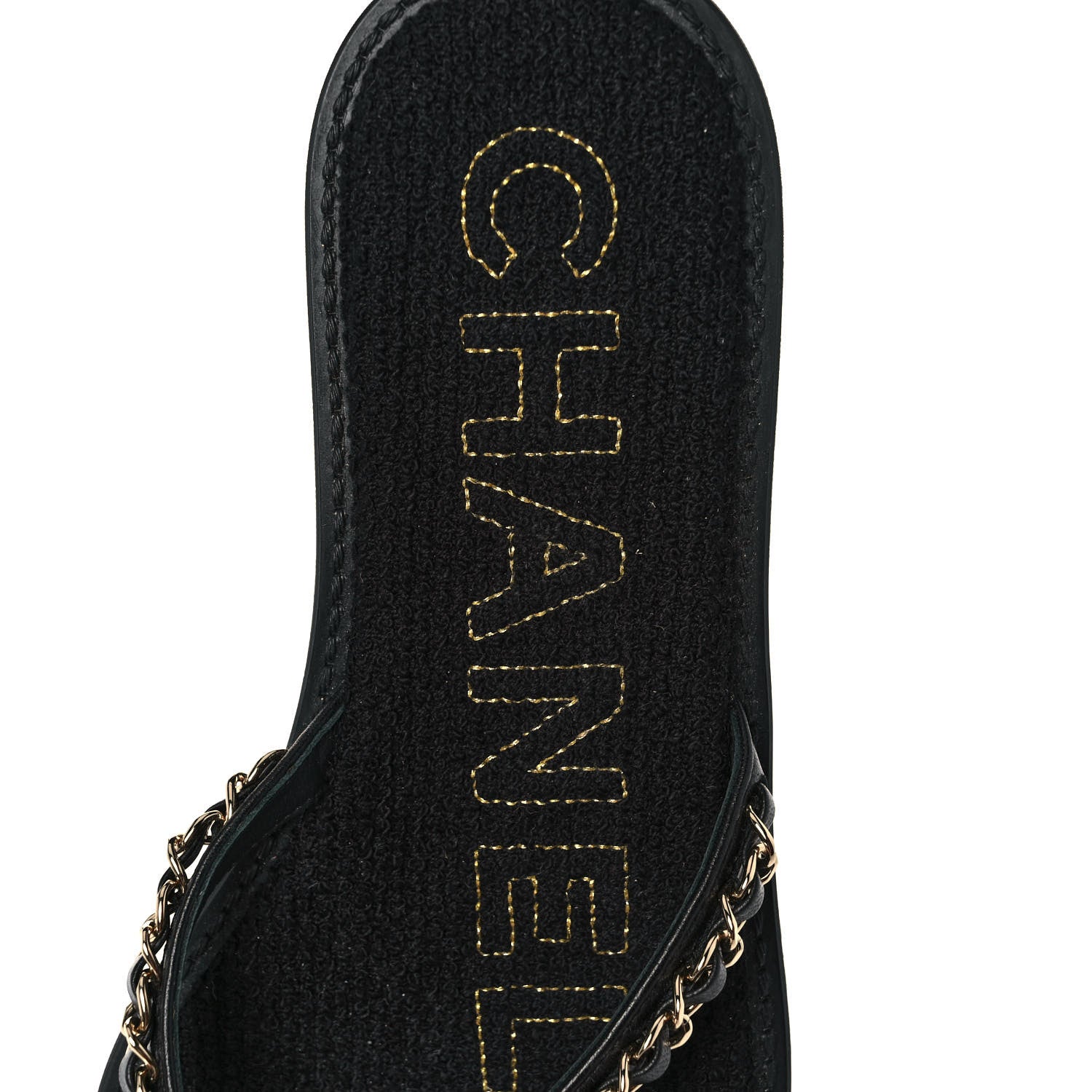 Chanel Lambskin CC Chain Thong Sandals 37 Black 7 of 8