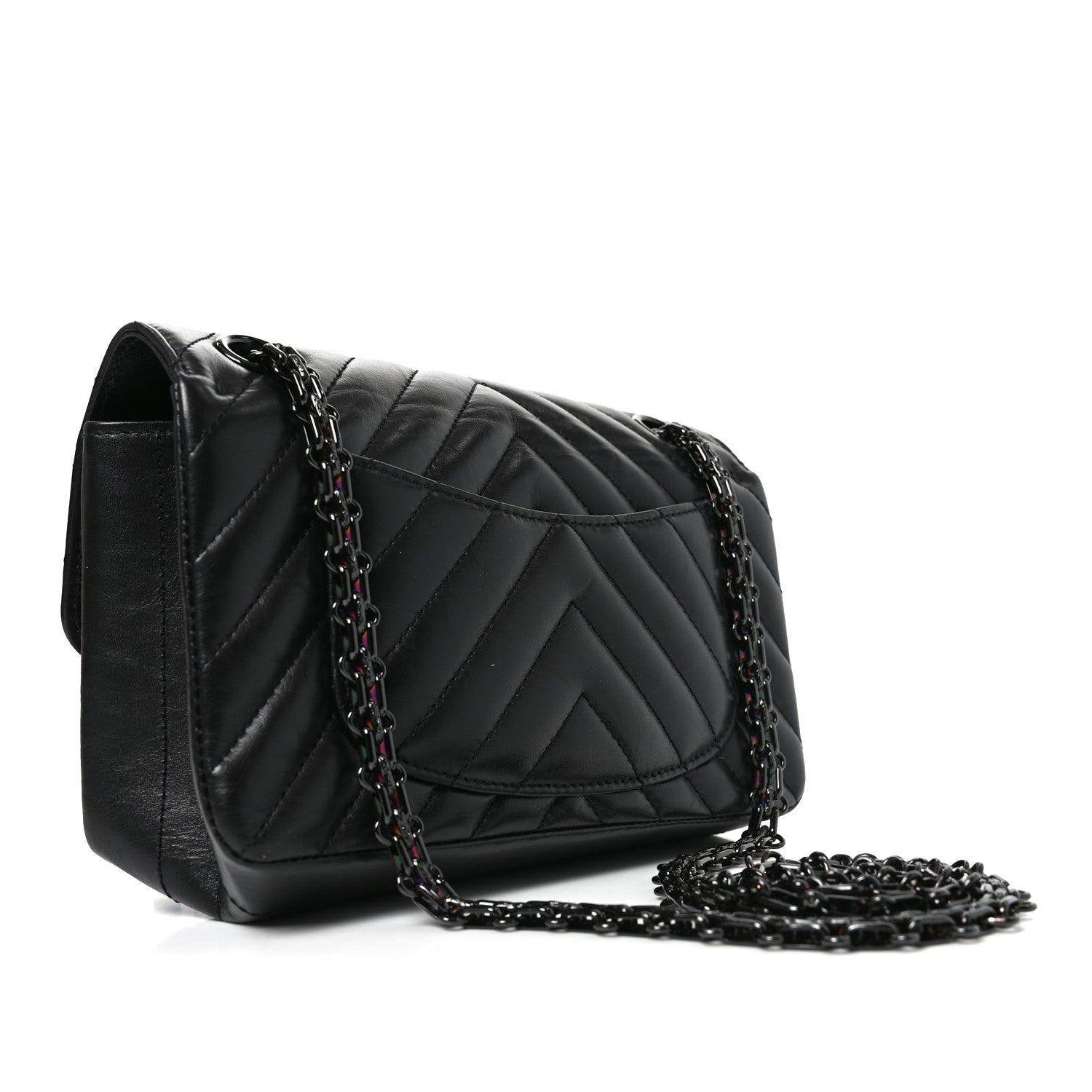 Chanel Aged Calfskin Chevron Quilted 2.55 Reissue Mini Flap So Black 3 of 10