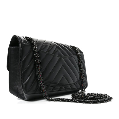 Chanel Aged Calfskin Chevron Quilted 2.55 Reissue Mini Flap So Black 3 of 10