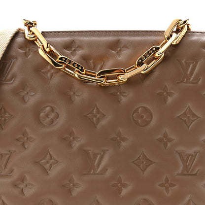 Louis Vuitton Lambskin Embossed Monogram Coussin PM Taupe 7 of 9