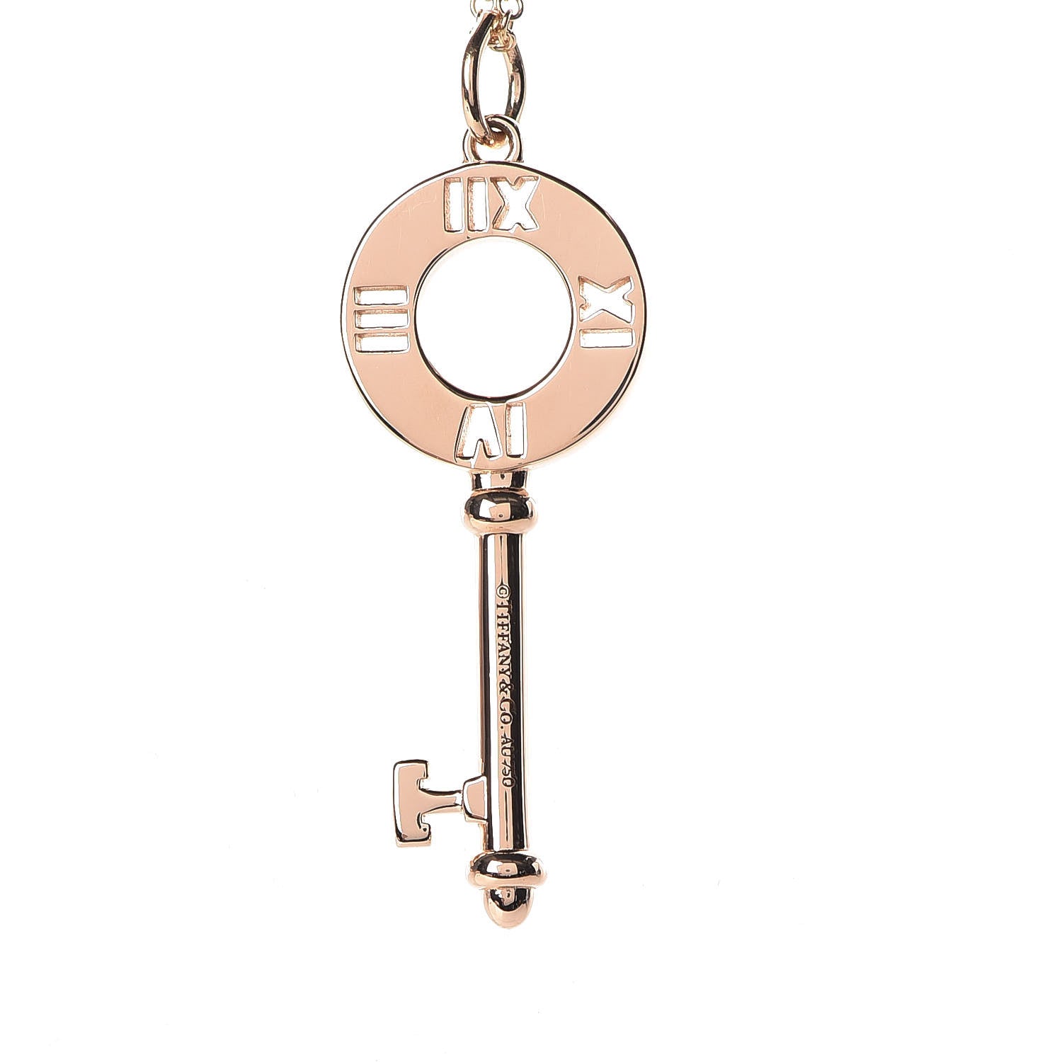 Tiffany 18K Rose Gold Diamond Atlas Pierced Key Pendant Necklace 5 of 8