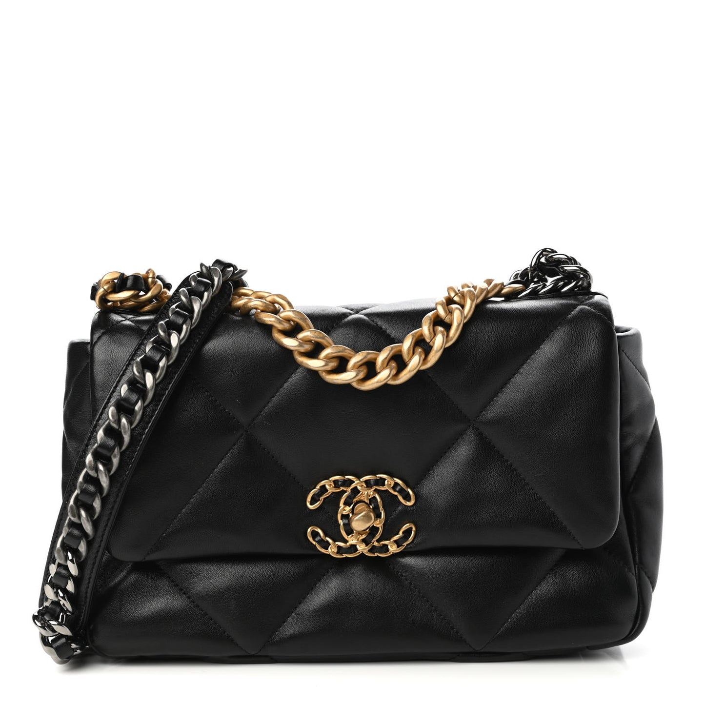Lambskin Quilted Medium Chanel 19 Flap Black