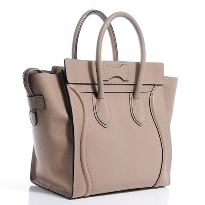 Celine Drummed Calfskin Mini Luggage Dune 3 of 10