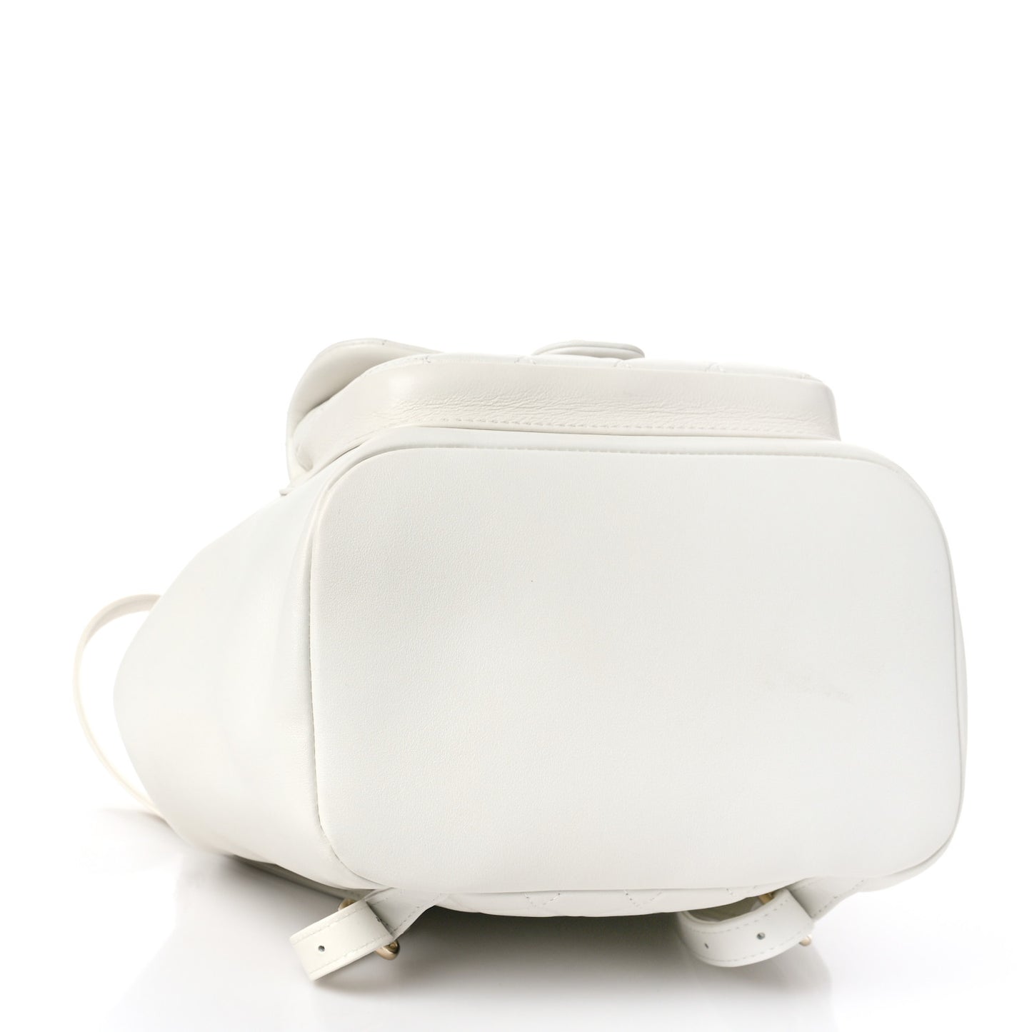 Lambskin Quilted Large Duma Drawstring Backpack White