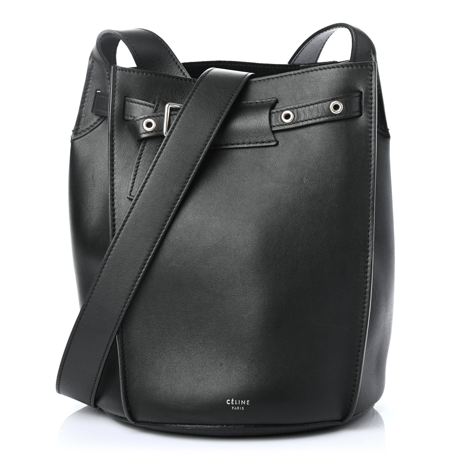 Celine Smooth Calfskin Long Strap Big Bucket Bag Black 1 of 4