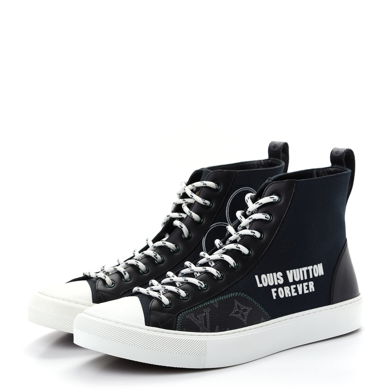 Louis Vuitton Canvas LV Forever Mens Tattoo Sneaker Boots 9.5 Black 3 of 10