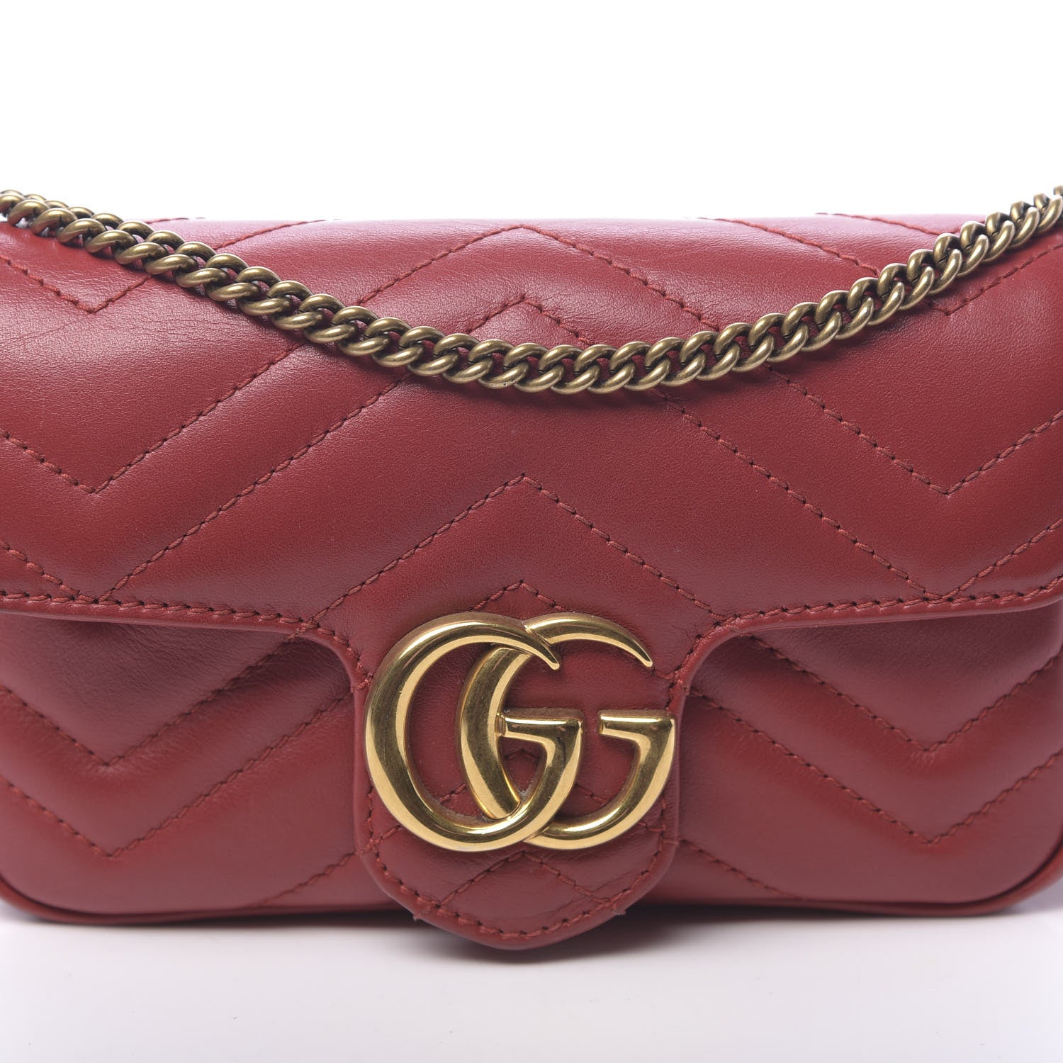 Gucci Calfskin Matelasse Super Mini GG Marmont Shoulder Bag Hibiscus Red 12 of 12