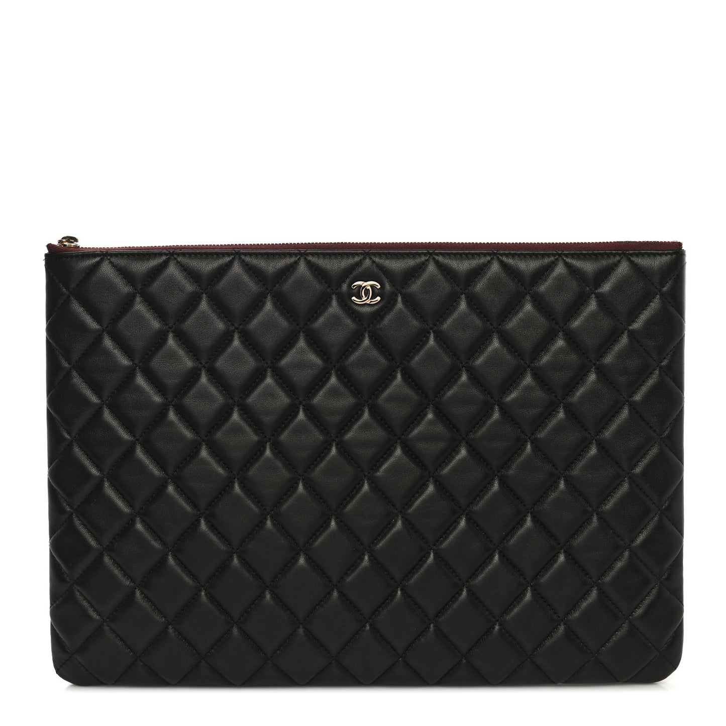 Lambskin Quilted Large Cosmetic Case Black